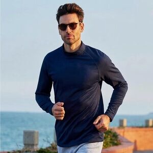 MAGCOMSEN Men’s L Black Thermal Shirt Fleece Lined Long Sleeve Athletic Base NWT